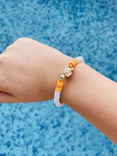 "New \"Summer turtle!\" bracelet, perfect as we're getting closer and closer to summer! ☀️ and can even be bought as a gift (even for yourself!) 🫢💗 This is a preppy clay bead bracelet with white and orange clay beads with a white turtle charm, good for adults and children alike. Good for: Mother's Day  Bracelet Birthday Bracelet For Teenager  Bracelet For Children  Mom Bracelet Friendship Bracelet Handmade with love. ❤️" Adjustable Colorful Beads Charm Bracelet For Beach, Adjustable Turtle Bracelet For Beach, Bracelets Preppy, Mother Bracelet, Holiday Bracelets, Preppy Bracelets, Mom Bracelet, Clay Bead Bracelet, Turtle Bracelet