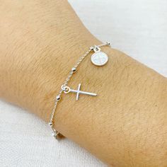 925 Sterling Silver Cross St Benedict Bracelet Dainty Sterling Silver Cross Bracelet, Minimalist Sterling Silver Cross Bracelet, Silver Cross Bracelets For Gifts, Nickel Free Silver Cross Bracelets, Nickel Free Sterling Silver Cross Bracelets, Silver Nickel-free Cross Bracelet, Nickel-free Silver Cross Bracelets, Spiritual Silver Cross Bracelet, Silver Cross Bracelet, Spiritual Style