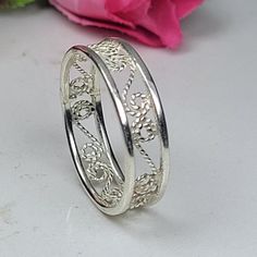 Filigree Ring, Art Nouveau Ring, 925 Dainty Ring, Handmade Art Ring, Sterling Silver Designer Ring, Floral Silver Ring, Filigree Jewelry - Etsy Delicate Rings With Intricate Design, Sterling Silver Engraved Open Ring With Intricate Design, Delicate Silver Rings For Formal Occasions, Ornate Toe Ring With Intricate Design, Intricate Engraved Toe Ring For Anniversary, Anniversary Filigree Toe Ring, Adjustable Toe Ring With Intricate Design, Ornate Sterling Silver Filigree Ring, Ornate Filigree Ring For Promise