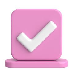 a pink square with a white check mark on it