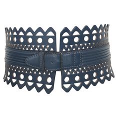 This teal belt dating from SS 1992 runway is an ideal way to incorporate one of Alaïa’s key codes into your everyday wardrobe. It's made from smooth leather, which is trimmed with laser-cut edges. It fastens via two slender silver-tone buckles and is designed to sit squarely on the waist. - Calf leather - Buckle fastening - Made in France - Perfect condition as unworn Teal Belt, Leather Runway, Azzedine Alaïa, Laser Cut Leather, Azzedine Alaia, Miuccia Prada, Fabulous Fashion, Leather Buckle, Leather Belts