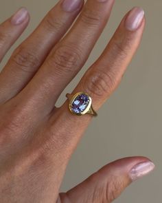 Gemstone Signet Ring / No. 11 – Maggi Simpkins Vintage Gemstone Jewelry, Signet Ring Stone, Diamond Ring Not Engagement, Signet Style Engagement Ring, Pastel Engagement Ring, Big Gemstone Rings, Signet Ring Stack, Gemstone Ring Stack, Timeless 14k Gold Amethyst Ring For Anniversary