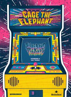 an old school arcade machine with the words cage the elephant on it