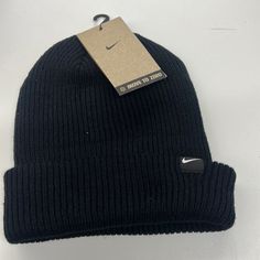 Nwt Nike Black Beanie Black Hat For Everyday Winter Wear, Black Winter Hat For Everyday Use, Casual Black Everyday Beanie, Casual Black Beanie For Everyday, Casual Black Beanie, Fitted Warm Black Beanie, Classic Black Beanie For Fall, Nike Winter Beanie Hat, Black Winter Beanie For Everyday Wear