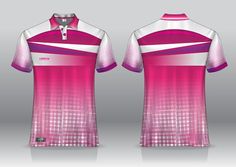 the front and back view of a pink polo shirt