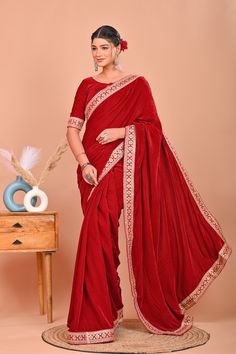 Sizing/Fit - Free Size Material/Color - Velvet Technique - Embroidery. Care Instruction - Hand Wash with Cold Water. Use Mild Detergents. Don't Rub or Srub Hardly. Do not Wring & Hang to Dry. Product Dimensions - 5.5mtrs & 1mtr Blouse Check out our other sarees from this section. Here's the link. https://etsy.me/3xIIudr Check out more products from our store. Here's a link. https://etsy.me/3RHCvwv Customization Available for extra charges. Our Sarees are Handmade and Made on order only. It may take few days to make the saree after your order. Please allow the processing time. Saree Velvet, Saree For Party, Saree For Wedding, Party Saree, Ethnic Saree, Velvet Embroidery, Character Wardrobe, Wedding Red, Party Sarees