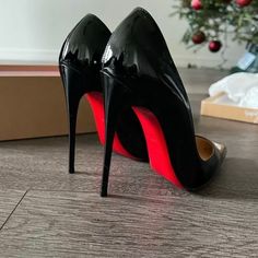 Christian Louboutin So Kate 120mm Size 38 Black. These Heels Have Been Worn Once And The Red On The Bottom Of One Of The Heels Got Torn Out As Shown In The Picture. The Heels Are In Great Condition Other Than That And Have Only Been Worn Once For A Few Hours. They Are A Size 38 (8) As Shown On The Box. I Have The Receipt Of Purchase From Neiman Marcus To Prove Authenticity Of The Heels. Original Price $730 Receipt Included From Neiman Marcus Pointed Toe Heels With Red Sole For Night Out, High Heel Patent Leather Heels With Red Sole, Luxury Black Heels With Padded Heel, Luxury Black Heels With Sculpted Heel, Sleek Heels With Red Sole For Night Out, Classic Black High Heels, High Heel Red Sole Office Heels, High Heel Office Shoes With Red Sole, High Heel Shoes With Red Sole For Office