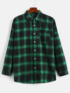 Buy Drop Shoulder Sleeves Plaid Casual Shirt - Medium Sea Green - 4G53882125 online, fidn many other Men's Shirts Money Shirt, Mens Shirts Online, Pocket Blouse, Greenish Blue, Latest Mens Fashion, Casual Stripes, Pocket Shirt, Men Shirt Style, Men's Shirts