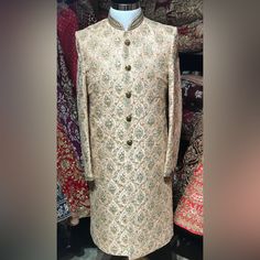 Beautifully Embroidered Blush Sherwani From Nazranaa. It Has Never Been Worn So Is Basically Brand New. It Comes With Matching Pants. Perfect For An Elegant Indian Wedding Or Party. No Transactions Outside Poshmark App - I Will Not Text Or Email To Process Orders. Banarasi Silk Kurta With Zari Work For Reception, Traditional Jamawar Churidar With Naqshi Detailing, Jamawar Churidar With Naqshi And Traditional Drape, Transitional Bandhgala With Resham Embroidery In Jamawar, Brocade Sherwani With Naqshi For Diwali, Festive Embroidered Jamawar Bandhgala, Diwali Brocade Sherwani With Naqshi Details, Diwali Brocade Sherwani With Naqshi, Jamawar Kurta For Diwali Reception