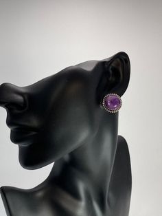 Just a perfect size for a button earrings and a perfect color for the sugilite in it. These earrings also feature a tight bead wire outer trim and sterling silver posts and nuts on the other size.Deep in the South African earth that produces some of the finest diamonds in the world comes another treasure, the sugilite in these earrings. Both rare and beautiful, sugilite has it all. Note this example with its impossibly lovely purple color and hypnotizing patterns just under the surface of the st Bead Wire, Under The Surface, Royston Turquoise, Button Earrings, Beaded Trim, Handcrafted Earrings, Size 10 Rings, Earrings Etsy, South African