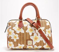 Dooney & Bourke Coated Cotton Plumeria Barrel Satchel - QVC.com Spring Floral Print Bags, Spring Satchel With Detachable Strap And Top Handle, Spring Satchel With Adjustable Handle, Spring Top Handle Satchel With Detachable Strap, Spring Bag With Leather Handles And Coated Canvas, Spring Bags With Leather Handles And Coated Canvas, Spring Satchel With Detachable Top Handle, Spring Satchel With Detachable Handle, Spring Top Handle Satchel With Detachable Handle