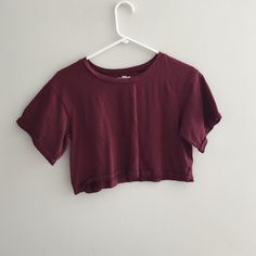 Worn Only A Few Times Looks Brand New Casual Burgundy Short Sleeve T-shirt, Red Cropped Cotton T-shirt, Urban Outfitters Basic Short Sleeve T-shirt, Urban Outfitters Cotton Crop Top T-shirt, Red Relaxed Fit Tops For Everyday, Short Sleeve Burgundy Tops For Summer, Burgundy Short Sleeve Tops For Summer, Urban Outfitters Trendy Cotton Tops, Urban Outfitters Relaxed Fit Cotton Tops