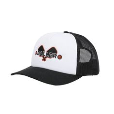 Raise your Pickleball game with this white foam trucker hat, blending comfort and style seamlessly. The hat features embroidered art of pickleball paddles and balls, complemented by bold black letters that declare you a "Baller." Crafted from 100% polyester, this hat offers durability and breathability, ideal for long games on the court. The adjustable snapback closure ensures a personalized fit, making it a versatile accessory for Pickleball enthusiasts. Hand wash it in cold water and lay flat White Sports Trucker Hat With Flat Bill, White Trucker Hat With Curved Visor, White Adjustable Trucker Hat With Curved Visor, White Flat Bill Trucker Hat For Baseball Season, White Sporty Trucker Hat With Flat Brim, White Curved Bill Trucker Hat For Baseball Season, White Snapback Hat With Curved Bill For Sports Events, White Breathable Baseball Cap For Sports Events, White Curved Bill Snapback Hat For Sports Events