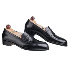 Penny Loafer - Black Calf Leather Moccasin Formal Dress Shoes on Storenvy