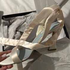 Bought For My Wedding But Broke My Toe So I Couldn’t Wear Them. I’m Hoping Someone Else Is Able To! Questions? Leave A Comment Below! Low Heel Satin Wedding Heels, Satin Low Heel Wedding Heels, Summer Wedding Satin Shoes, Closed Toe Satin Heels For Wedding, Satin Closed Toe Heels For Wedding, Satin Wedding Shoes With 4-inch Heel, Elegant Satin Wedding Shoes, High Heel Satin Wedding Shoes, Satin Heels With Heel Strap For Wedding