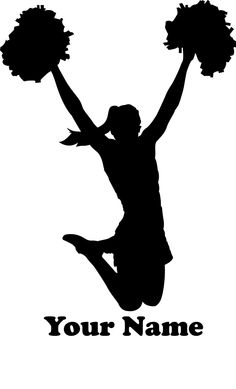 a cheerleader silhouette with her pom poms in the air and your name below