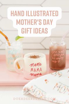 mother's day gift ideas for the mom in your life - hand illustrated mugs