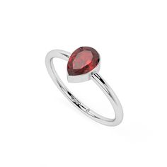 Elevate your jewelry collection with our exquisite LUSTRE & LIGHT Natural Red Garnet Handcrafted Stackable Ring, a stunning embodiment of elegance and sophistication. Crafted with care and precision, this mesmerizing ring features a radiant Red Garnet set in a sterling silver bezel setting, exuding timeless beauty and charm. Available in three enchanting shapes - Round (4mm), Pear (6x4mm), and Oval (6x4mm) - and sizes ranging from US-4 to US-10, this ring offers a perfect fit for every discernin Oval Ruby Ring In White Gold For Gift, Teardrop Birthstone Gemstones For Anniversary, Teardrop Anniversary Birthstone Gemstones, Classic Teardrop Gemstone Rings, Sterling Silver Pear-shaped Ring For Anniversary, Sterling Silver Solitaire Pear-shaped Jewelry, Sterling Silver Pear Shaped Ring For Anniversary, Classic Teardrop Ruby Ring For Formal Occasions, Silver Pear-shaped Ruby Ring