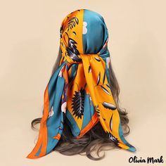 Olivia Mark - Spring and summer new country style orange 90CM imitation silk satin large square scarf temperament female silk scarf wrap head around the sarong Large Square Scarf, Silk Scarf Wrap, Bird In Bag, Sarong, Body Skin, Square Scarf, Body Skin Care, Olivia Mark, Country Style