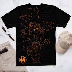 a t - shirt with an image of the character gohan in orange on it