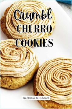 Calling all churro lovers! These Copycat Crumbl Churro Cookies are the perfect holiday treat. Giant, cakey cookies are swirled with cinnamon frosting, creating a flavor explosion reminiscent of your favorite churros.  They're ideal for spreading Christmas cheer or celebrating Feliz Navidad with a delicious twist! Churro Cookie Recipe, Crumble Cookies Recipe, Infused Cookies, Churro Cookies, Brown Sugar Cookie Recipe, Crumble Cookie Recipe, Cinnamon Buttercream, Crumble Cookie, Brownies Cookies