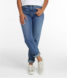 Women's 207 Vintage Jeans, High-Rise Boyfriend | Jeans at L.L.Bean High Rise Boyfriend Jeans, Rolled Up Jeans, Boyfriend Denim, Classic Jeans, Premium Denim, Denim Pant, Vintage Jeans, L L Bean, The Start