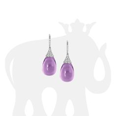 JE0056-AL 'Naughty' Lavender Amethyst Drop Earrings with Diamonds in 18K White Gold Stone Size: 19 x 12 mm Diamonds: G-H / VS, Approx Wt: 0.75 Cts Lavender Amethyst, Chalcedony Earrings, Gold Stone, Blue Chalcedony, Women Accessories Jewelry, 18k Rose Gold, Blue Topaz, Pink Purple, Diamond Earrings