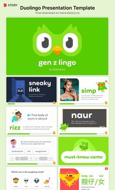 an image of a website page with green and white colors, including the words gen z lingo on it