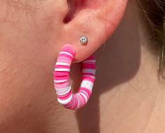 Preppy, pink, teen, earrings, colorful, aesthetic, beachy, tropical, Fun Pink Hoop Earrings As Gift, Pink Fun Hoop Earrings As Gift, Fun Pink Hoop Earrings For Gift, Playful Pink Round Earrings, Playful Pink Jewelry For Summer, Trendy Earrings For Beach Season, Trendy Earrings For The Beach Season, Playful Pink Earrings For Summer, Playful Pink Earrings For Beach