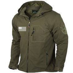 Season:Winter,Fall; Fabric:Cotton; Sleeve Length:Long Sleeve; Gender:Men's; Style:Casual; Occasion:Sports Outdoor,Camping  Hiking; Fit Type:Regular Fit; Function:Waterproof,Rain Waterproof,Lightweight; Pattern:American US Flag; Design:Embroidered,Graphic,Side Pockets,Zip Front; Neckline:Hooded; Outerwear Type:Jacket,Raincoat,Shell Jacket; Listing Date:08/30/2024; Bust:null; Length:null; Shoulder Width:null; Sleeve:null Graphic Jackets, Hooded Rain Jacket, Fall Fabric, Us Flag, Shell Jacket, Camping Hiking, Flag Design, Mens Outerwear, Season Winter