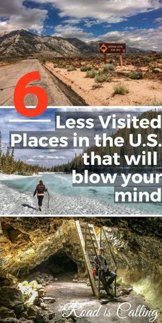 four different pictures with the words 6 less visited places in the u s that will blow your mind