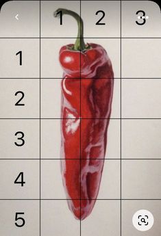 a red pepper sitting on top of a grid