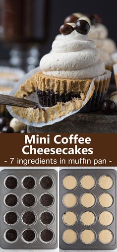 mini coffee cheesecakes in muffin pan