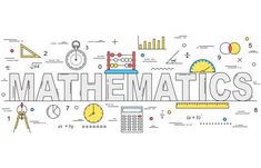 the word math is surrounded by icons such as numbers, clocks and other things that can be seen in this graphic