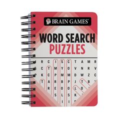 the brain games word search puzzles book is open to reveal words and letters on it