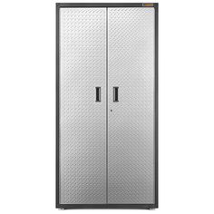 a large metal cabinet with two doors