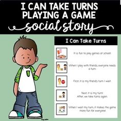 i can take turns playing a game social story with pictures and words on the page