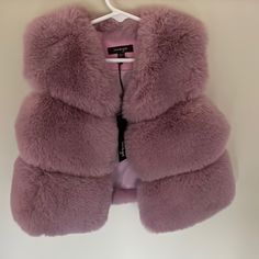 Girls Faux Fur Lavender Vest. Nwt. Size 8. Fluffy Pink Outerwear For Spring, Fluffy Pink Spring Outerwear, Purple Outerwear For Cold Weather In Spring, Cute Purple Winter Outerwear, Purple Faux Fur Outerwear For Winter, Purple Faux Fur Winter Outerwear, Purple Faux Fur Coat For Winter, Winter Purple Faux Fur Outerwear, Winter Purple Faux Fur Coat