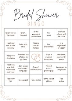 the bridal shower game for brides and grooms to play on their wedding day