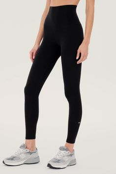 An all new extra waist version of our high waist Airweight legging engineered to fit every curve and flow with your workouts. Our ultra luxe Airweight fabric has a supremely soft hand and second skin comfort. BEST FOR: hot yoga, barre, Pilates.Model Stats:Height: 5’10”, Bust: 32", Waist: 23.5”, Hips: 34.5” Wearing size: Small Functional Moisture-wicking Leggings With Minimal Stretch, Athleisure Sports Tights With Minimal Stretch, Athleisure Tights With Minimal Stretch For Workout, Functional Workout Leggings, Sporty Minimal Stretch Yoga Pants For Gym, Sporty Yoga Leggings With Minimal Stretch, Sporty Minimal Stretch Tights For Yoga, Sporty Yoga Pants With Minimal Stretch For Gym, Black Yoga Bottoms With Medium Support