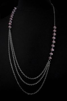 Light chain layered necklace with light pink Swarovski crystals. Makes a great handmade gift to give on birthdays, holidays, on valentine's day or just to say thank you. Can be worn symmetrically or asymmetrically around the neck. Also looks great layered with another color! Each necklace is packaged in a box, ready for gift giving. Matching earrings: https://anelladesigns.com/collections/catalogue/products/light-rose-prink-pearl-and-crystal-bridesmaid-earring * * * * * * * * * * * * * * * * * * Multi-strand Silver Chain Necklace As Gift, Elegant Pink Chain Necklaces, Elegant Pink Jewelry With Chain Detail, Elegant Pink Jewelry With Chain, Feminine Pink Necklace With Adjustable Chain, Pink Double Strand Necklace For Gift, Pink Chain Necklaces For Gifts, Elegant Pink Chain Necklace With Delicate Chain, Elegant Pink Crystal Necklace For Party