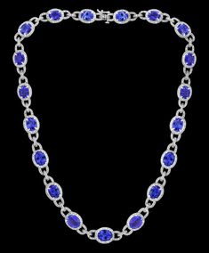 For Sale on 1stdibs - This extraordinary Necklace is consist of 19 Fine oval Tanzanite weighing approximately 47 Carats. There are total of approximately 8.5 carats of shimmering Tanzanite Jewelry Necklaces, Luxury Tanzanite Necklace With Brilliant Cut, Luxury Oval Link Diamond Necklace For Formal Occasions, Luxury Oval Tanzanite Jewelry, Luxury Oval Link Diamond Necklace For Anniversary, Luxury Oval Diamond Necklace For Formal Occasions, Dazzling Oval Necklace With Pave Setting, Luxury Oval Tanzanite Necklaces, Formal Hallmarked Oval Diamond Necklace