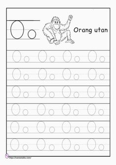 the letter o worksheet with an image of a monkey and letters to write