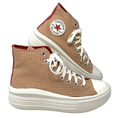 Converse Chuck Taylor Move Platform High Top Canvas Women Size Sneakers A05130c Brand New With Box No Lid. 100% Authentic! Adding Height To Your Cold-Weather Vibefall To Winter. These Platforms Create A Neutral Pop Of Style To Any 'Fit With A Two-Toned Checkered Print To Take Your Look To New Heights. Elevated Eva Cushioning And A Durable Upper Keep You In Play All Day, While A Timeless All Star Ankle Patch Keeps Your Style Grounded. Check Mate. - High-Top Platform With Durable Polyester Upper - Trendy Lace-up Sneakers With Red Sole, Trendy High-top Canvas Shoes With Textured Sole, Trendy High-top Sneakers With Rubber Sole, Casual Beige High-top Canvas Shoes, Casual Converse High-top Sneakers With Branded Insole, Retro Sneakers With Speckled Midsole, Casual Canvas Shoes With Red Sole And Round Toe, Retro Lace-up Platform Sneakers With Rubber Sole, Red High-top Platform Sneakers With Rubber Sole