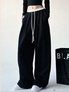 DetailsMaterial: Cotton, PolyesterFit Type: Loose Sweatpants Women, Baggy Sweatpants, Sports Pants Women, Korean Streetwear, Wide Leg Sweatpants, Harajuku Streetwear, Pants Vintage, Sports Trousers, Autumn Casual