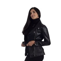 Add an edgy touch to any outfit with this women's faux-leather biker jacket by Nine West. Faux-leather construction Asymmetrical zipper front Long sleeves Adjustable belt 2 pockets No HoodFIT & SIZING Designed to hit just below the waist LightweightFABRIC & CARE Polyurethane Lining: polyester Metal snaps, zippers and buckle Dry clean Imported Size: X Large. Color: Black. Gender: female. Age Group: adult. Edgy Faux Leather Winter Jacket, Edgy Faux Leather Jacket For Winter, Sleek Black Faux Leather Biker Jacket, Fitted Faux Leather Moto Jacket, Chic Fitted Faux Leather Biker Jacket, Sleek Faux Leather Jacket For Winter, Sleek Faux Leather Winter Jacket, Fitted Faux Leather Biker Jacket In Edgy Style, Edgy Leather Jacket With Asymmetrical Zip For Winter