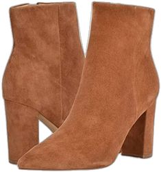 Fitted Suede Booties For Fall, Fall Almond Toe Heels With Suede Lining, Almond Toe Heels With Suede Lining For Fall, Fall Heels With Suede Lining And Almond Toe, Fitted Leather Booties With Stacked Heel, Fall Pointed Toe Booties With Suede Lining, Fall Booties With Suede Lining And Pointed Toe, Formal Suede Booties For Fall, Chic Booties With Suede Lining