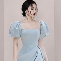 Elegant Puff Sleeve Off Shoulder Vintage Dress · KoKo Fashion · Online Store Powered by Storenvy Satin Homecoming Dress, Design Moda, فستان سهرة, Looks Vintage, Vintage Dress, Blue Dress, Look Fashion, Pretty Dresses, Cocktail Party