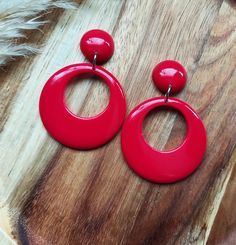 Raspberry Red Oversized Hoops, Retro Valentines Gift, 50s Rockabilly Style Drop Hoop Earrings Handmade In Resin. Trendy Red Circular Jewelry, Retro Red Dangle Earrings, Trendy Red Nickel-free Hoop Earrings, Retro Red Round Earrings, Red Retro Round Earrings, Retro Red Earrings For Gift, Retro Small Hoop Earrings For Gifts, Red Small Hoop Earrings For Party, Small Red Hoop Earrings For Party