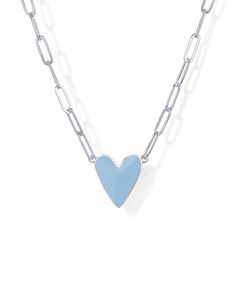 PRICES MAY VARY. Looking for something special to jazz up your everyday look? Check out our cool blue heart enamel pendant necklace, perfect for adding a splash of color to your day. The adjustable 19" paperclip chain makes it super easy to get the length just right, whether you're layering it up or rocking it solo. It's a fun little addition to any outfit, ready to grab some compliments and brighten your day. We've got you covered with our rhodium plated necklace because it's 100% nickel-free, Necklaces Blue, White Gold Pendant Necklace, Blue Pink Purple, Heart Pendants, Jewelry Images, Pink Enamel, Chain Necklaces, Blue Heart, Everyday Jewelry